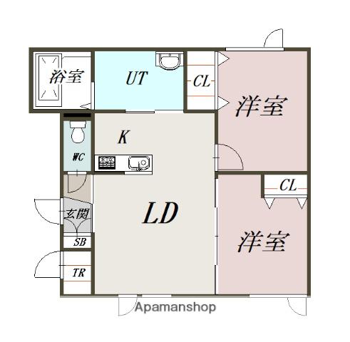 AQUA INTERIOR3.6(2LDK/2階)の間取り写真