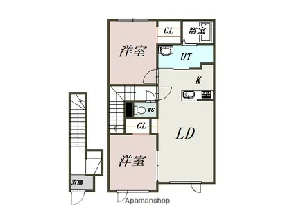  OLIVE川端(2LDK/2階)の間取り写真