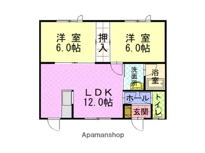 石北本線 南永山駅 徒歩11分 1階建 築14年(2LDK)の間取り写真
