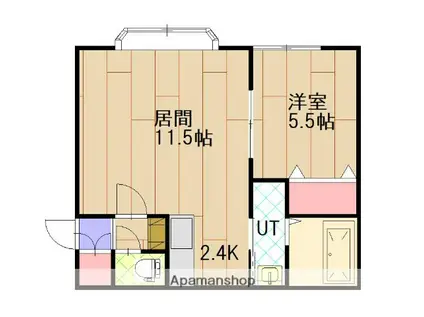 ツリートップス(1LDK/1階)の間取り写真