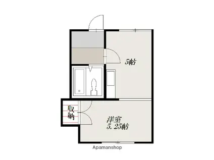 中出コーポ(1DK/1階)の間取り写真