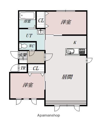 リリーヒル2(2LDK/1階)の間取り写真