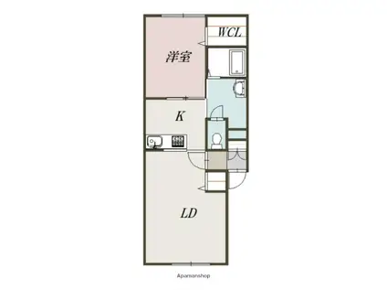 ルラーシェ大町B(1LDK/2階)の間取り写真