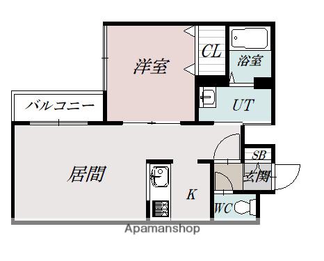 クレストパレス一条通(1LDK/3階)の間取り写真