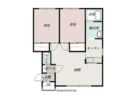 ROYAL・FAMILIA A棟(2LDK/2階)の間取り写真