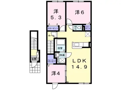 ティグレ(3LDK/2階)の間取り写真