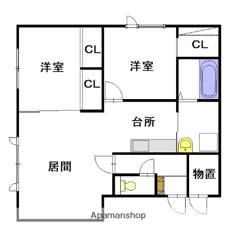 ハスコートたかすⅠ(2LDK/2階)の間取り写真