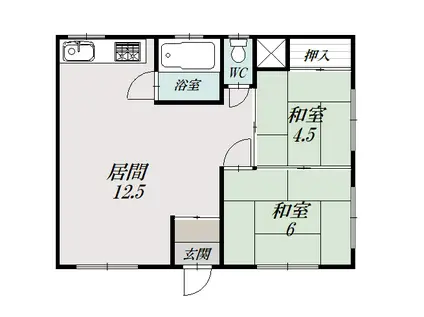 新屋マンション(2LDK/1階)の間取り写真