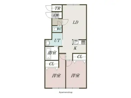 URBAN HILLS(2LDK/2階)の間取り写真