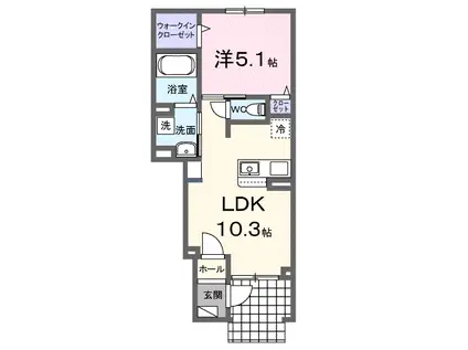 クラール・S Ⅴ(1LDK/1階)の間取り写真
