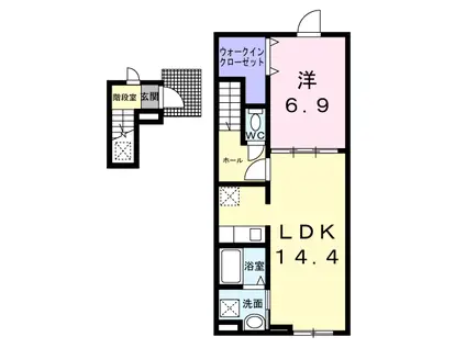 ロッツ クレインⅡ(1LDK/2階)の間取り写真