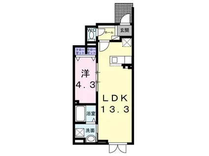 ロッツ クレインⅡ(1LDK/1階)の間取り写真