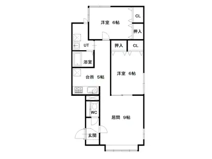 チェリー5・4(2LDK/1階)の間取り写真