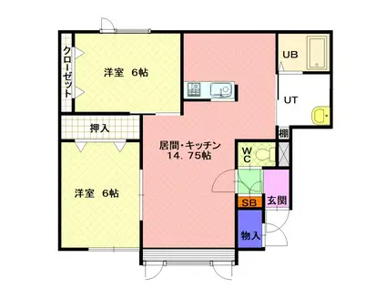 夢ハイツひろ(2LDK/2階)の間取り写真