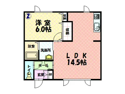 春光707アパート(1LDK/2階)の間取り写真