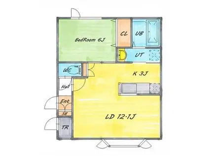 ブルーソールB(1LDK/2階)の間取り写真