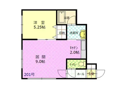 4.14コーポカムイ(1LDK/2階)の間取り写真