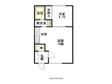SKY FLAT(1LDK/2階)の間取り写真