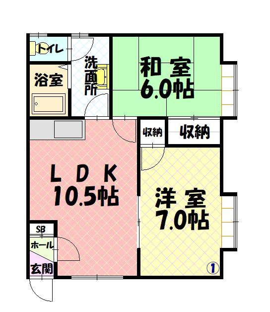 ソルテリア13B(2LDK/2階)の間取り写真