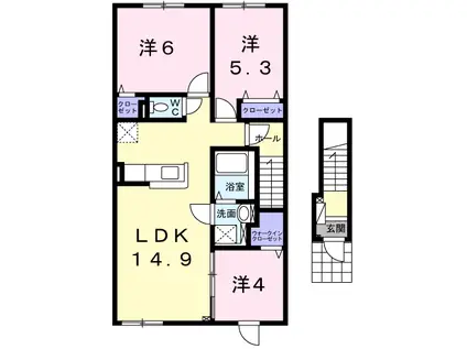 ドリームズ ワイズ(3LDK/2階)の間取り写真