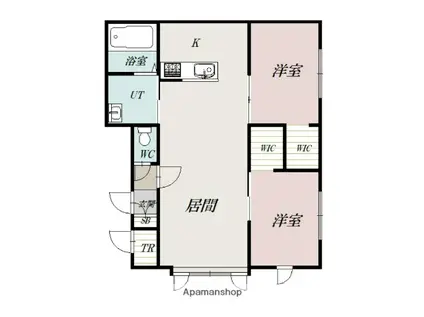 CANNELE B棟(2LDK/1階)の間取り写真