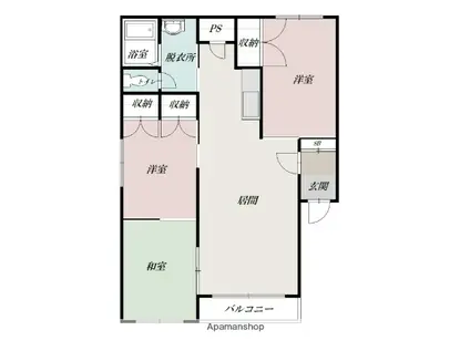 末岡イースト7・8(3LDK/3階)の間取り写真