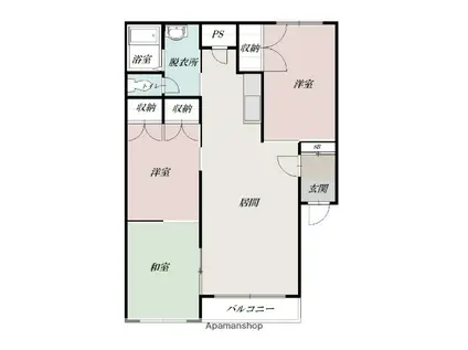 末岡イースト7・8(3LDK/2階)の間取り写真