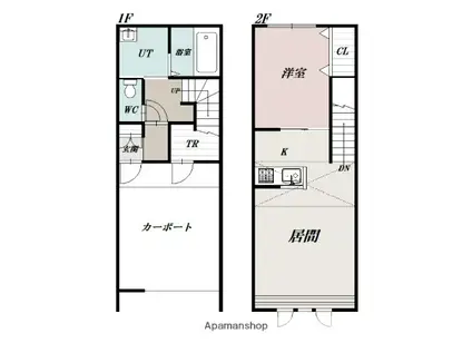 ボックスQ(1LDK/1階)の間取り写真