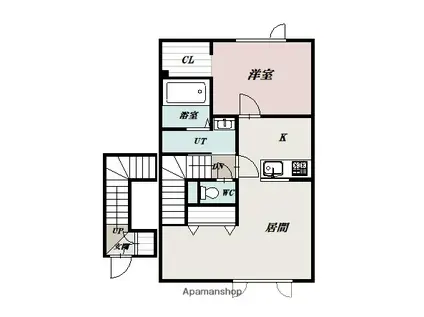 PUMPKIN TOKUDA B(1LDK/2階)の間取り写真