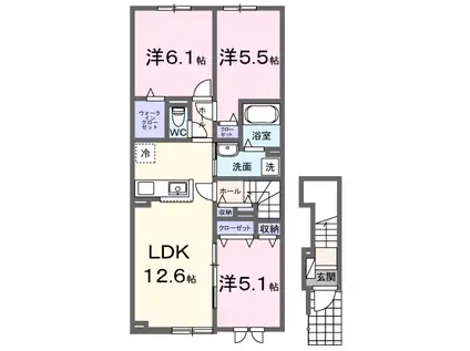 ラピス・ラズリM(3LDK/2階)の間取り写真