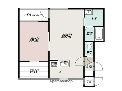 美瑛町扇町B-2(1LDK/1階)の間取り写真