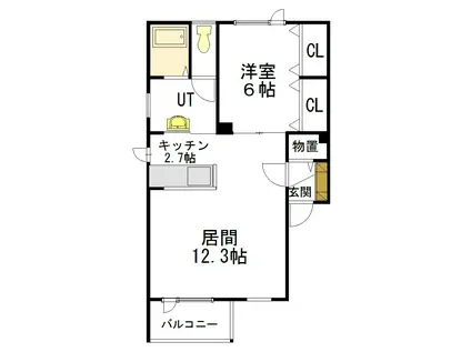 PARUFE Ⅰ(1LDK/2階)の間取り写真