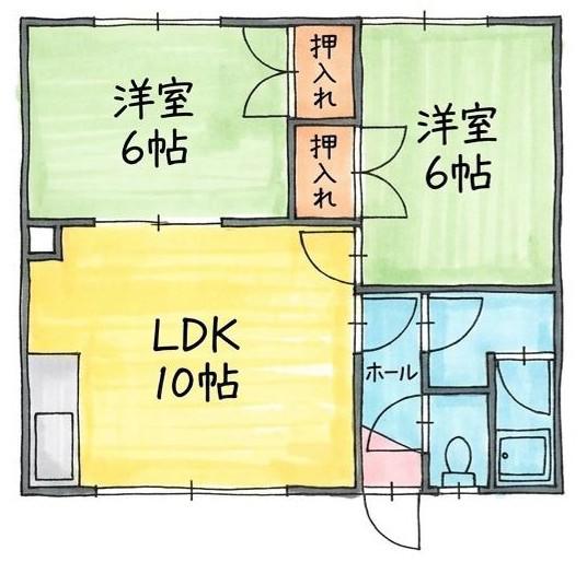 マンションイースト(2LDK/1階)の間取り写真
