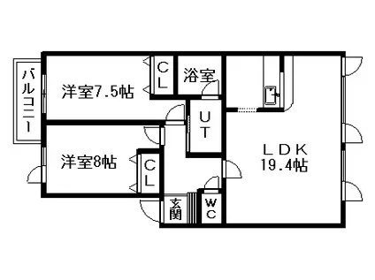 モデュロール太平Ⅱ(2LDK/3階)の間取り写真