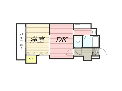 シャトーム壱番館(1DK/2階)の間取り写真