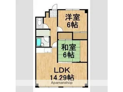 サンフラワーマンション(2LDK/5階)の間取り写真