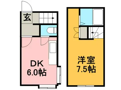 ベルビーコートひばりヶ丘(1K/2階)の間取り写真