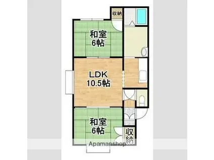 ハイツラッキー(2LDK/1階)の間取り写真