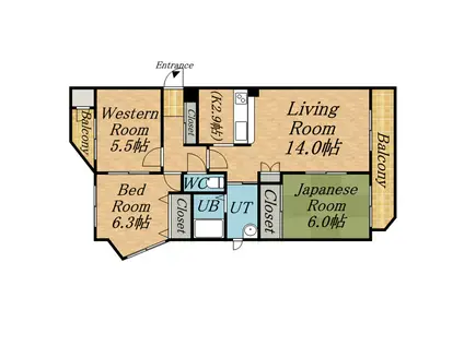 サンコート平岡(3LDK/10階)の間取り写真