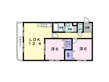 ハッピーベル(2LDK/2階)の間取り写真