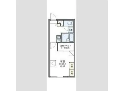 レオパレストゥイーナ(1K/1階)の間取り写真