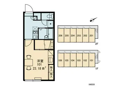 レオパレスブラン平岡公園(1K/1階)の間取り写真