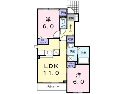 フォンテーヌⅥ(2LDK/1階)の間取り写真