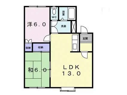 クレストールⅠ(2LDK/1階)の間取り写真