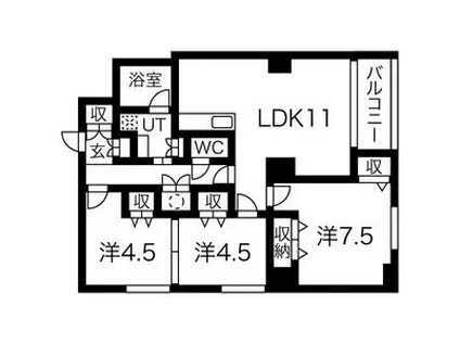 レーベン野幌(3LDK/6階)の間取り写真