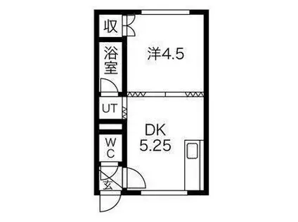 松下ハイツ江別Ⅱ(1DK/3階)の間取り写真
