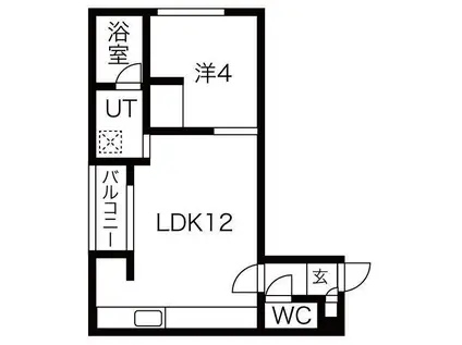 グランオルセー厚別中央(1LDK/3階)の間取り写真