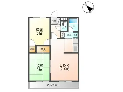ハイツユートピア(2LDK/2階)の間取り写真
