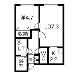 清田レモンハイツⅠ(1DK/3階)の間取り写真