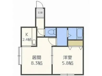 ラ・クラッセ緑ヶ丘Ⅰ(1LDK/2階)の間取り写真